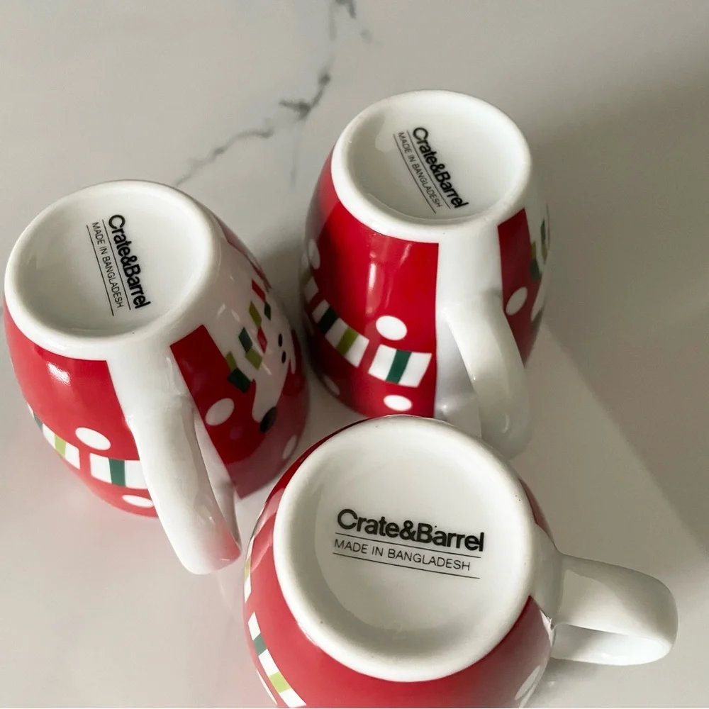 SET of 3 Espresso Reindeer Mugs by Crate&Barrel